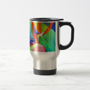 Taza De Viaje Ave del Paraíso Strelitzia flor arte tropical