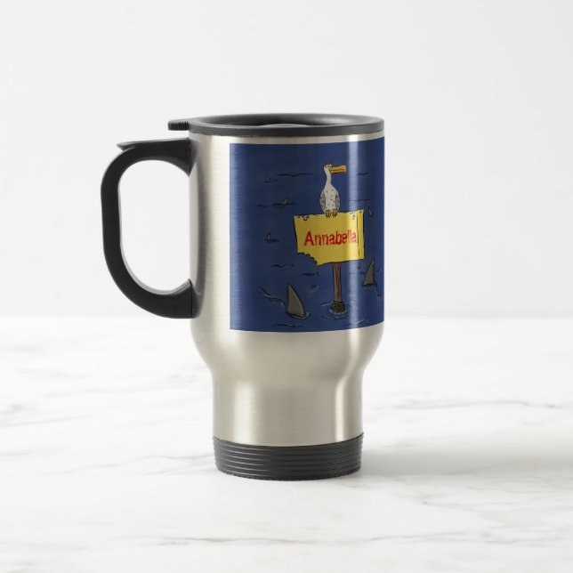 Taza De Viaje Ave marina divertida rodeada por un personalizado  (Izquierda)