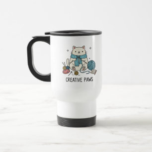 Taza De Viaje Aventura de viaje con hilo de gato blanco capricho