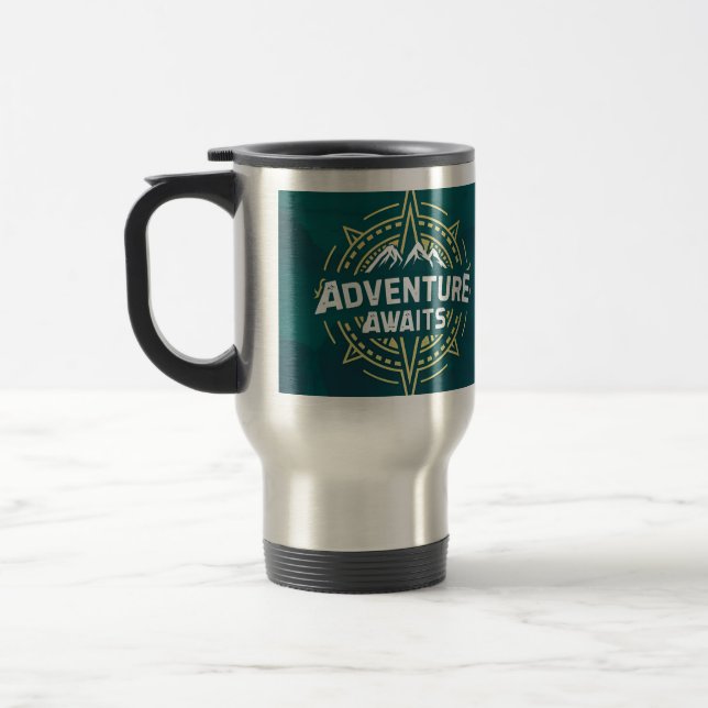 Taza De Viaje Aventura Viajes Emblem Mug para los amantes de la  (Izquierda)