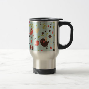 Taza De Viaje Aves felices en campos de flores