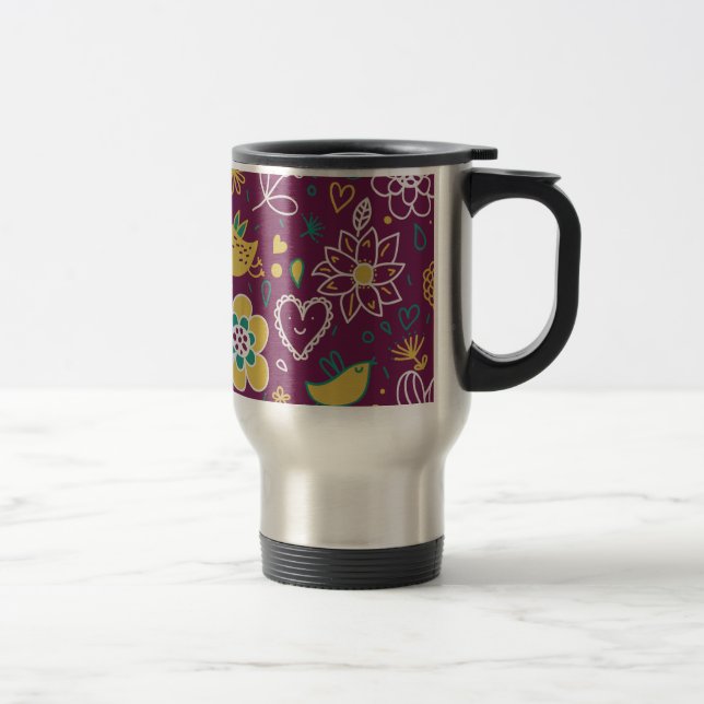 Taza De Viaje Aves y flores singulares de vino (Derecha)