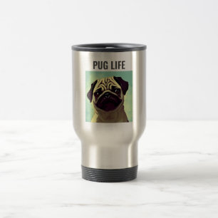 Taza De Viaje Awe Cute Pug y arte animal arrugado de cara y nari