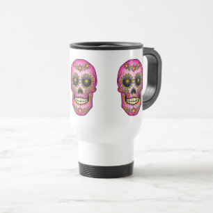 Taza De Viaje Azúcar Skull Magenta Floral