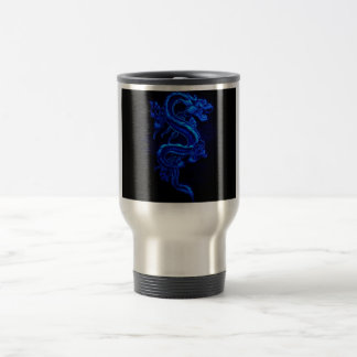 Taza De Viaje azul-dragón-negro-fuego