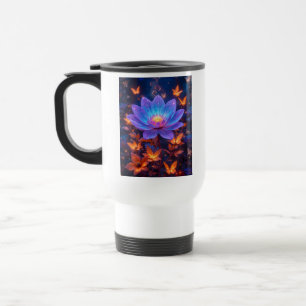 Taza De Viaje Azul luminoso y Lotus morado