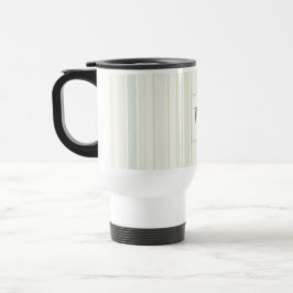 Taza De Viaje Azul Polvoriento Inicial Franja Neutral Rustica Ca