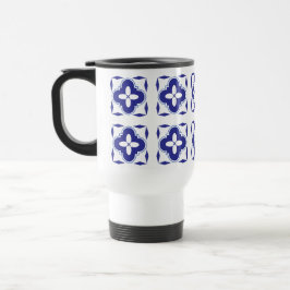 Taza De Viaje Azulejo Azul Atrevido