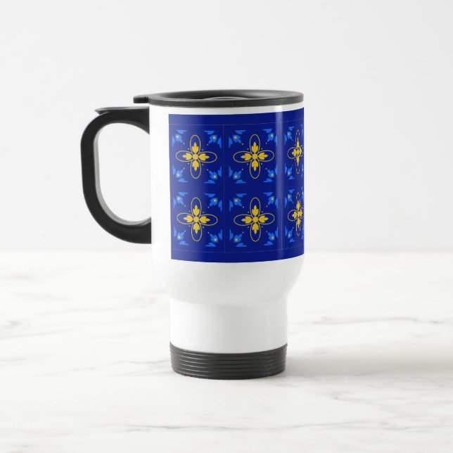 Taza De Viaje Azulejo Azul y Amarillo (Izquierda)