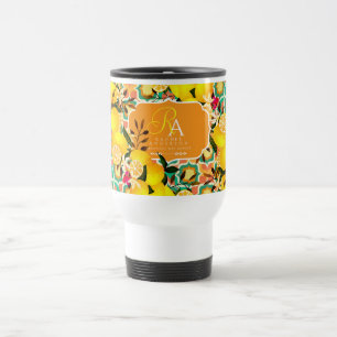 Taza De Viaje Azulejos Mediterráneos de Limón Naranja Verde