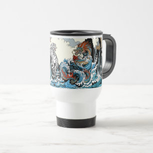 Taza De Viaje Azure Dragon y White Tiger. Ilustración