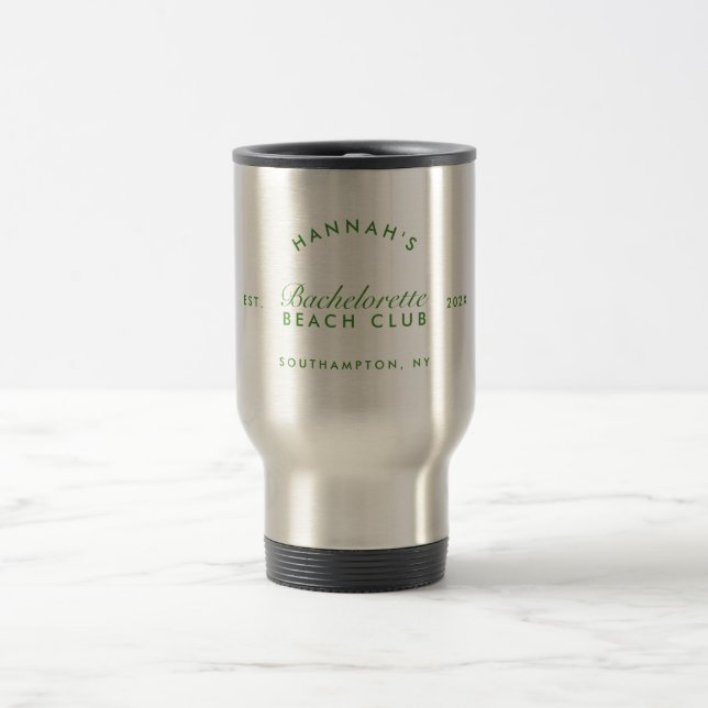 Taza De Viaje Bachelorette Retro Moderno Verde Personalizado (Centro)