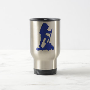 Taza De Viaje Backpacker del diseño gráfico del emblema de la