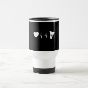 Taza De Viaje Badminton Ball Heartbeat