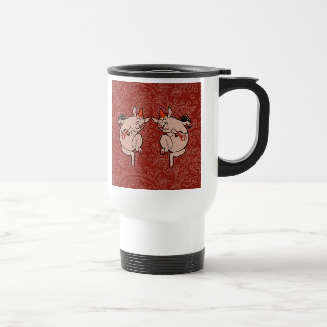 Taza De Viaje Bailando con danza de antigüedades de cerdo (Derecha)