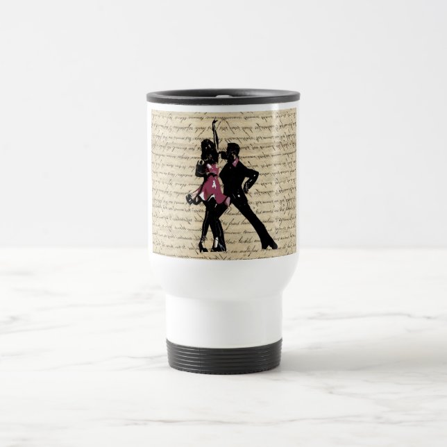 Taza De Viaje Bailarines de salón de baile sobre papel de época (Centro)