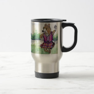 Taza De Viaje Baile escocés del perro del Corgi Galés