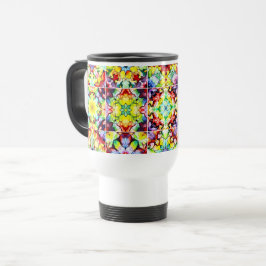 Taza De Viaje Baldosas mediterráneas, mosaicos de tinta de alcoh