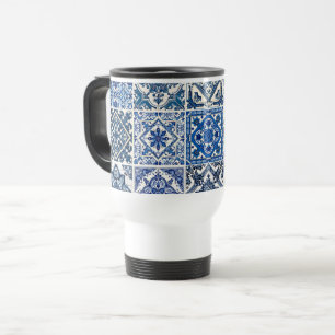 Taza De Viaje Baldosas mediterráneas, portuguesas, azulejo, mall