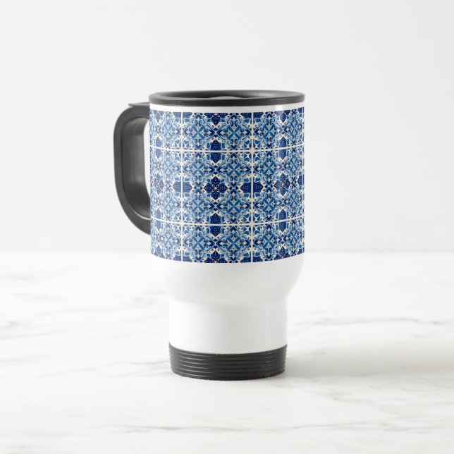 Taza De Viaje Baldosas mediterráneas, portuguesas, azulejo, mall (Anverso izquierdo)