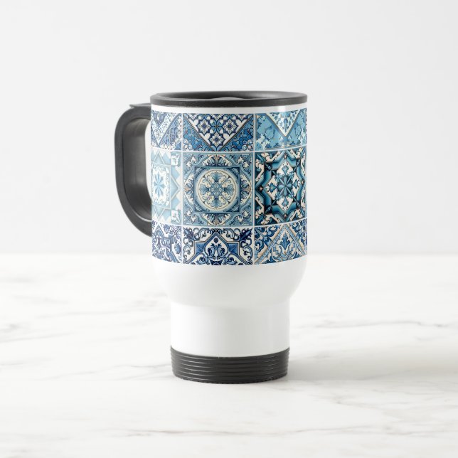 Taza De Viaje Baldosas mediterráneas, portuguesas, azulejo, mall (Anverso izquierdo)