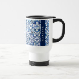 Taza De Viaje Baldosas mediterráneas, portuguesas, azulejo, tu n