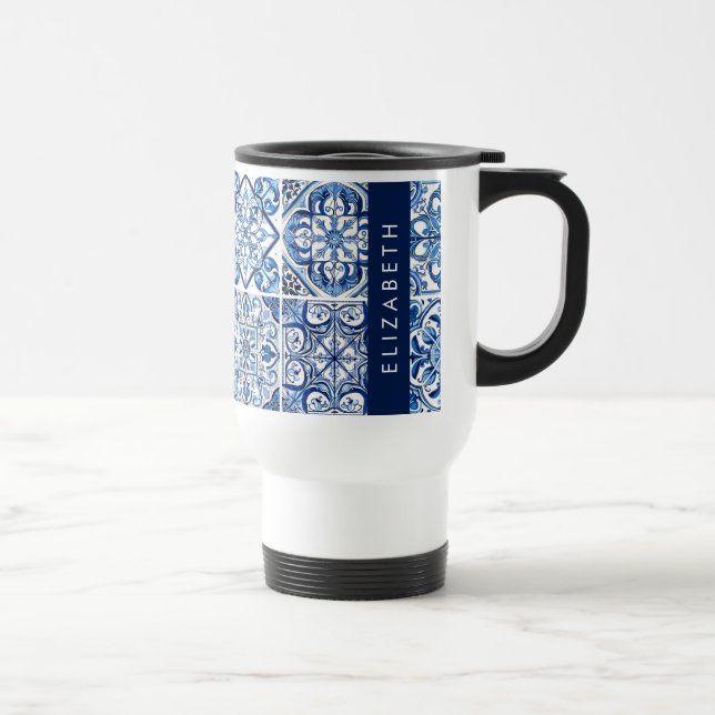 Taza De Viaje Baldosas mediterráneas, portuguesas, azulejo, tu n (Derecha)