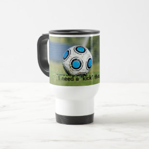 Taza De Viaje Balón de fútbol con gol, necesito un poco de patad