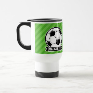 Taza De Viaje Balón de fútbol; franjas verdes