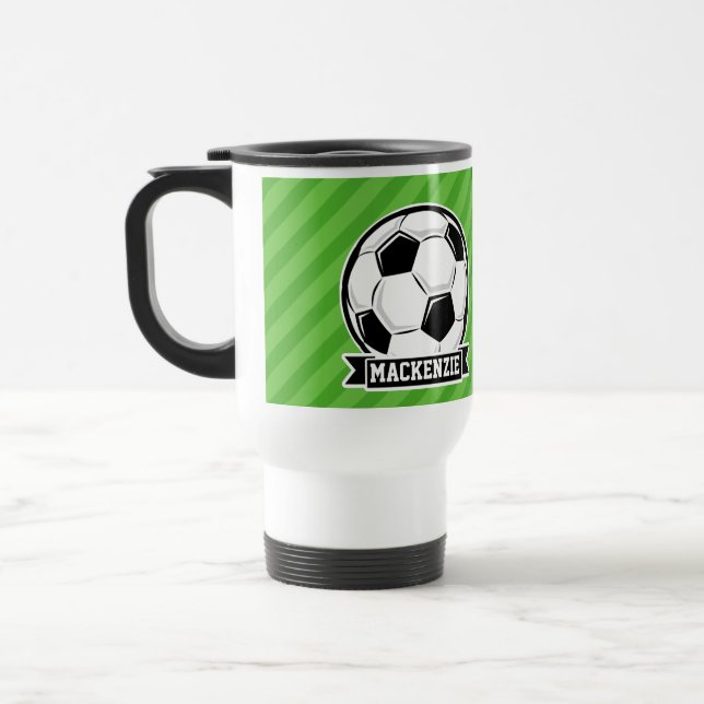 Taza De Viaje Balón de fútbol; franjas verdes (Izquierda)
