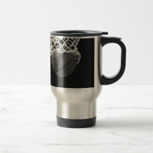 Taza De Viaje Baloncesto blanco y negro