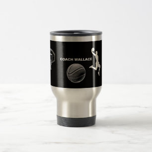 Taza De Viaje Baloncesto en Blanco y Negro