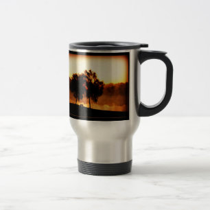 Taza De Viaje Banco de árboles al anochecer