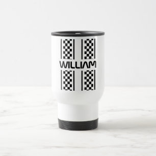 Taza De Viaje Banda de carreras automática de color blanco y neg