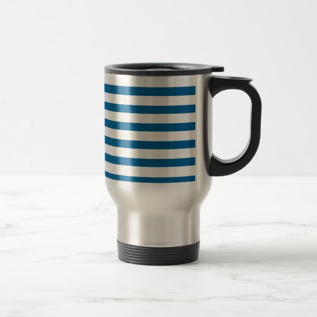 Taza De Viaje Banda horizontal azul y blanco (Derecha)