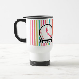 Taza De Viaje Bandas de colores; Softball personalizado