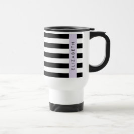 Taza De Viaje Bandas en blanco y negro, rayas, líneas, nombre