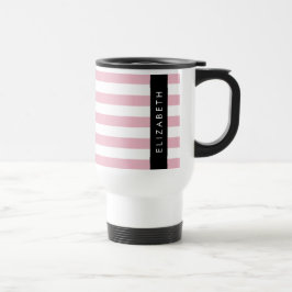 Taza De Viaje Bandas rosadas, Patrón rayado, Líneas, Su Nombre