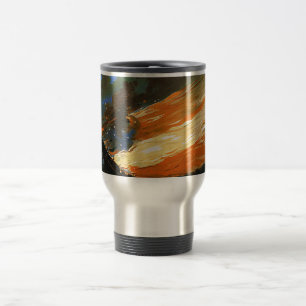 Taza De Viaje Bandera abstracta vintage en barro de viaje de alu