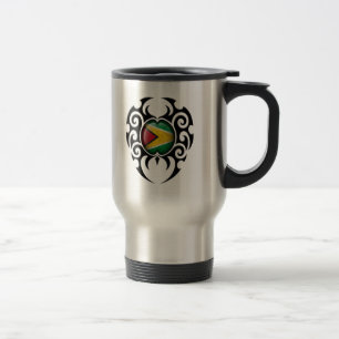 Taza De Viaje Bandera agrietada tribal negra de Guyana