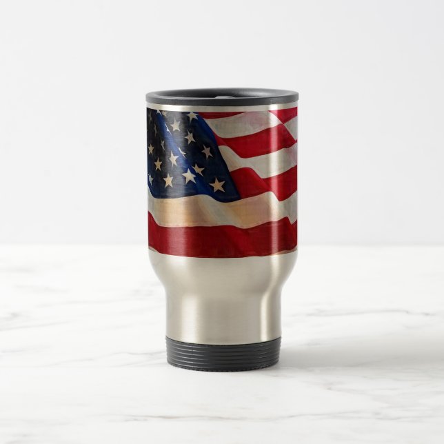 Taza De Viaje Bandera americana de la vieja gloria de las barras (Centro)