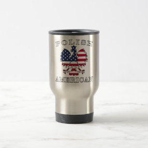 Taza De Viaje Bandera americana polaca Eagle