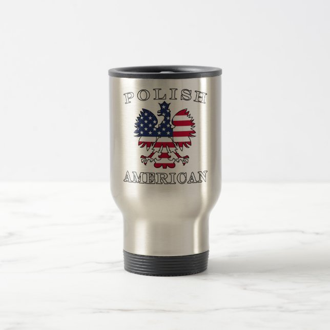Taza De Viaje Bandera americana polaca Eagle (Centro)