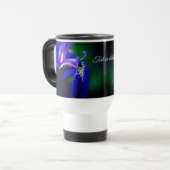 Taza De Viaje Bandera Azul Flor Iris Personalizada (Anverso izquierdo)