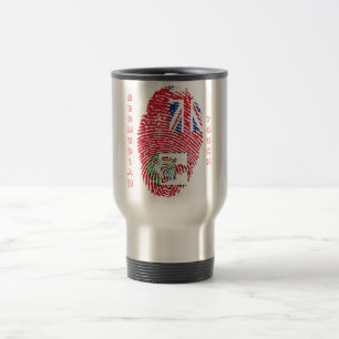 Taza De Viaje Bandera bermude6na de la huella dactilar del tacto
