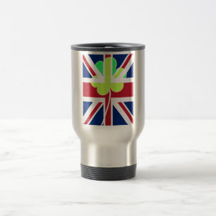Taza De Viaje Bandera británica irlandesa Shamrock Clover St. Pa
