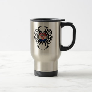 Taza De Viaje Bandera croata agrietada tribal negra