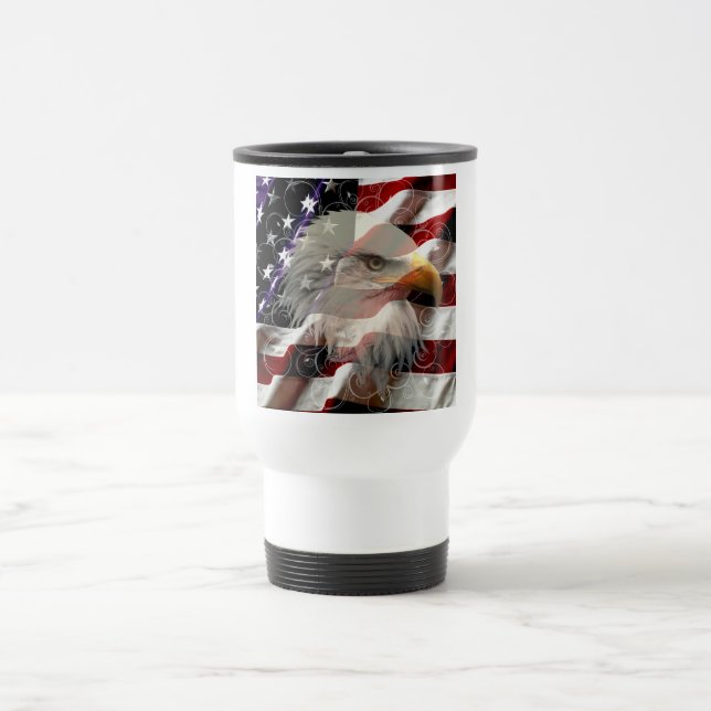 Taza De Viaje Bandera de águila estadounidense, barrido de viaje (Centro)