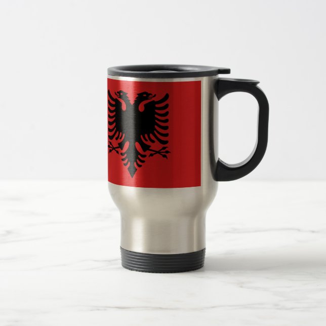 Taza De Viaje Bandera de Albania - Flamuri i Shqipërisë (Derecha)