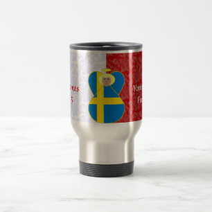 Taza De Viaje Bandera de Ángel Sueca en Rojo y Blanco Personaliz